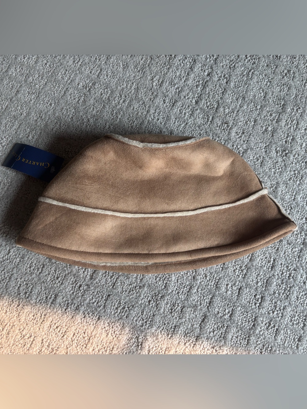 Charter Club Tan Suede Sailor Cap with Cream Piping